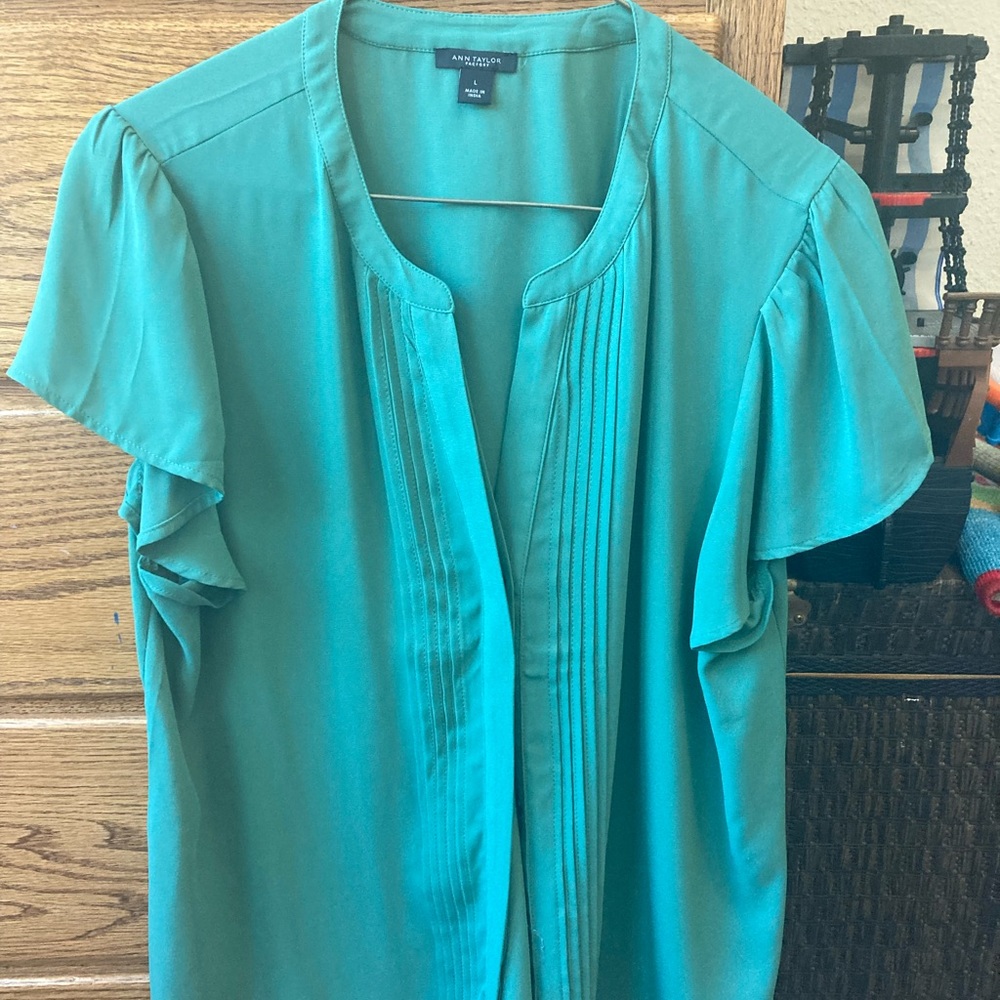 Ann Taylor Short Sleeved Button Down Blouse